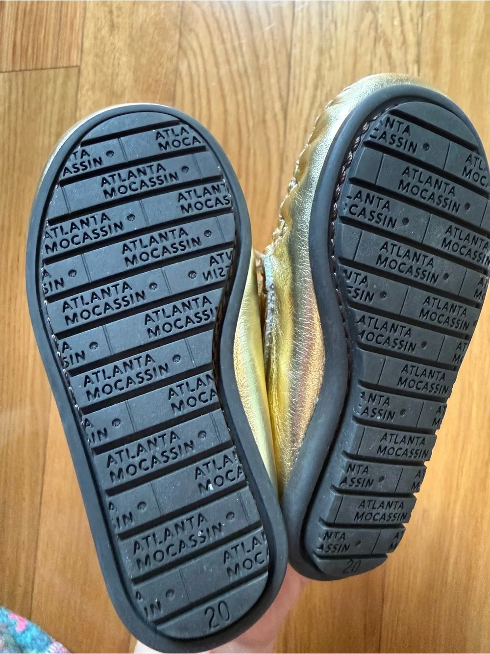 Atlanta Mocassin Gold Metallic Leather Baby Mocs